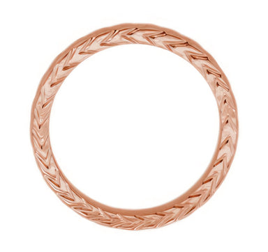 Art Deco Rose Gold 3 Sided Engraved Chevrons Wedding Band - 3mm Wide - alternate view