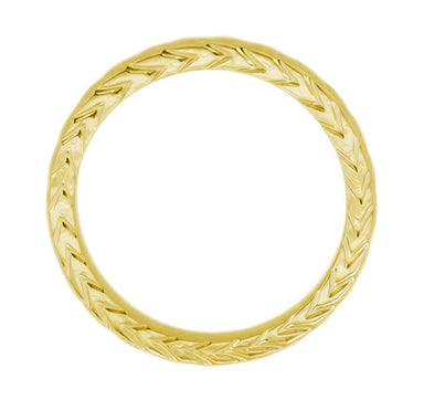 3mm Art Deco Chevron Carved Wedding Band in Yellow Gold - 10K, 14K or 18K - alternate view