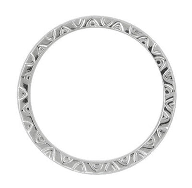 Mardi Gras Retro Carved Wedding Band in White Gold - 3mm Wide - alternate view