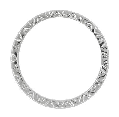 Mardi Gras Retro Carved Wedding Band in White Gold - 3mm Wide - Item: R624W10 - Image: 2