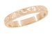 Art Deco Flowers and Leaves Millgrain Edge Carved Wedding Band in 14 Karat Rose ( Pink ) Gold
