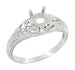 Art Deco Hearts and Diamonds 1/3 Carat Diamond Filigree Engagement Semimount Ring in 14 Karat White Gold