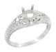 Art Deco Hearts and Diamonds 1/3 Carat Diamond Filigree Engagement Semimount Ring in 14 Karat White Gold