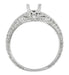 Art Deco Hearts and Diamonds Platinum Filigree Engagement Ring Setting for a 1/3 Carat Diamond
