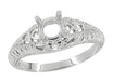 Art Deco Hearts and Diamonds Platinum Filigree Engagement Ring Setting for a 1/3 Carat Diamond