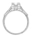 Art Deco 1/2 Carat Princess Cut Diamond Castle Engagement Ring in 18 Karat White Gold