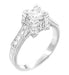 Art Deco 1/2 Carat Princess Cut Diamond Castle Engagement Ring in 18 Karat White Gold