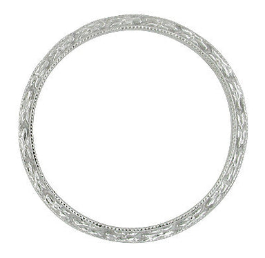 Art Deco Millgrain Floral Wedding Ring in 14 Karat White Gold - alternate view