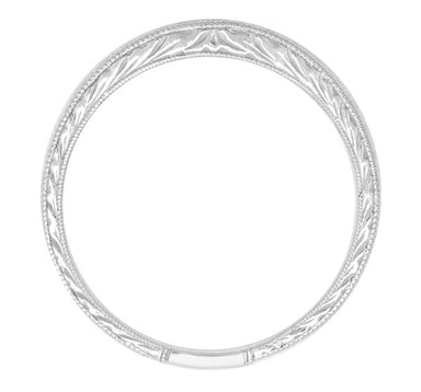 Palladium Art Deco Carved Wheat Contoured Wedding Band - alternate view