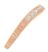 Art Deco White Sapphire Engraved Curved Wheat Engraved Wedding Band in 14 Karat Rose ( Pink ) Gold