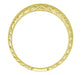 Art Deco Yellow Gold Curved Engraved Wheat Wedding Band with Milgrain Edges
