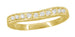 Art Deco Curved Engraved Wheat Diamond Wedding Band in Yellow Gold