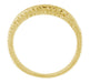 Art Deco Wheat White Sapphire Curved Wedding Band in 18 Karat Yellow Gold