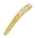 Art Deco Wheat White Sapphire Curved Wedding Band in 18 Karat Yellow Gold