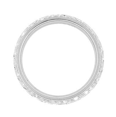 Art Deco Millgrain Edged Hand Engraved Wheat Wedding Ring in White Gold | 4mm Wide - alternate view