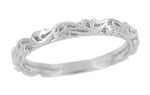 Art Deco Vintage Scrolls Wedding Band in White Gold