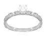 Art Deco Scrolls Solitaire Diamond Engagement Ring in Platinum