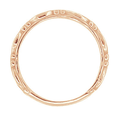 Art Deco Scrolls Wedding Band in 14 Karat Rose ( Pink ) Gold - Item: R639R - Image: 2