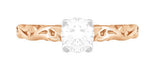 Art Deco Rose Gold Diamond Solitaire Engagement Ring with Sculptural Carved Scrolls Band