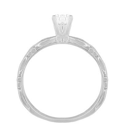 Art Deco Scrolls Diamond Engagement Ring in 14 Karat White Gold - Item: R639WD-LC - Image: 4