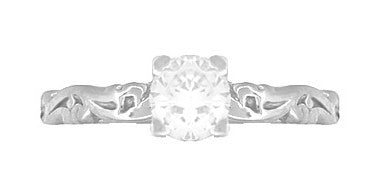 Art Deco Scrolls Diamond Engagement Ring in 14 Karat White Gold - Item: R639WD-LC - Image: 5
