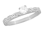 Art Deco Scrolls Diamond Engagement Ring in 14 Karat White Gold