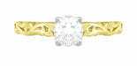 14 Karat Yellow Gold Art Deco Carved Scrolls Solitaire Diamond Engagement Ring