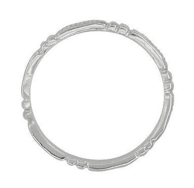 Art Deco Beads and Bars Thin Wedding Band in 14K White Gold - alternate view