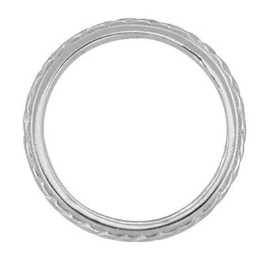 Art Deco Hand Engraved Wheat Millgrain Wedding Band in White Gold - 2.5mm Wide - alternate view