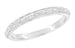Art Deco Hand Engraved Wheat Millgrain Wedding Band in White Gold - 2.5mm Wide