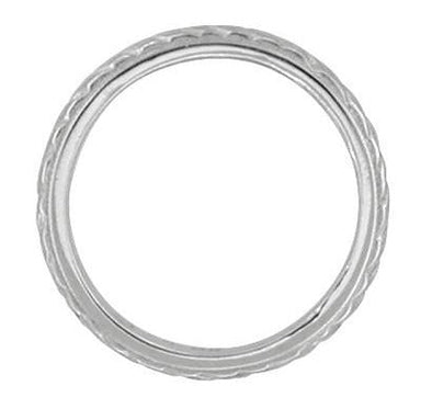 Art Deco Hand Engraved Wheat Millgrain Platinum Vintage Wedding Band Design - 2.5mm - alternate view
