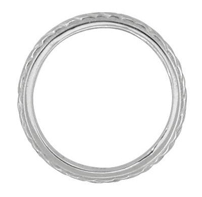 Side of R652P Platinum Antique Wedding Band with Wheat Carving 2.5mm Wide