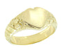 Victorian Heart Shape Scrolls and Flowers Heavy Signet Ring in 14K Yellow Gold For a Man