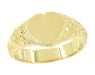 Victorian Heart Shape Scrolls and Flowers Heavy Signet Ring in 14K Yellow Gold For a Man