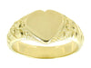 Victorian Heart Shape Scrolls and Flowers Heavy Signet Ring in 14K Yellow Gold For a Man