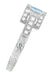 Platinum Art Deco 3/4 Carat Princess Cut Aquamarine and Diamonds Castle Engagement Ring