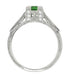 Art Deco 0.68 Carat Princess Cut Tsavorite Garnet and Diamond Engagement Ring in 18 Karat White Gold