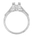 Art Deco 3/4 Carat Princess Cut Diamond Engagement Ring Castle Mounting in 18 Karat White Gold