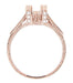Art Deco 3/4 Carat Diamond Filigree Citadel Engagement Ring Semimount in 14 Karat Rose Gold