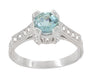 Art Deco Citadel Filigree 1 Carat Aquamarine Engagement Ring in 14 or 18 Karat White Gold