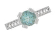 Art Deco Citadel Filigree 1 Carat Aquamarine Engagement Ring in 14 or 18 Karat White Gold