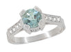 Art Deco Citadel Filigree 1 Carat Aquamarine Engagement Ring in 14 or 18 Karat White Gold