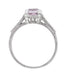 Art Deco 1 Carat Pink Tourmaline Castle Engagement Ring in 18 Karat White Gold