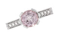 Art Deco 1 Carat Pink Tourmaline Castle Engagement Ring in 18 Karat White Gold