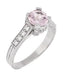 Art Deco 1 Carat Pink Tourmaline Castle Engagement Ring in 18 Karat White Gold