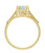 Art Deco Engraved Yellow Gold Filigree Castle 1 Carat Aquamarine Engagement Ring with Side Diamonds