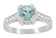 Art Deco Castle 3/4 Carat Aquamarine Engagement Ring in Platinum