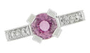 Art Deco 1 Carat Pink Sapphire Engraved Castle Engagement Ring in Platinum