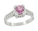 Art Deco 1 Carat Pink Sapphire Engraved Castle Engagement Ring in Platinum