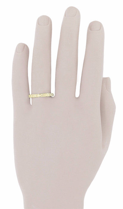 Mid Century Modern Yellow Gold Anchor and Cross Wedding Band - 3mm Wide - Item: R667Y10 - Image: 3